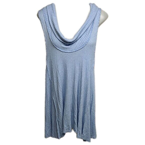 We The Free FP Tunic Top Women Lagenlook Cowl Neck Sleeveless Wide Powder Blue L - Picture 1 of 8